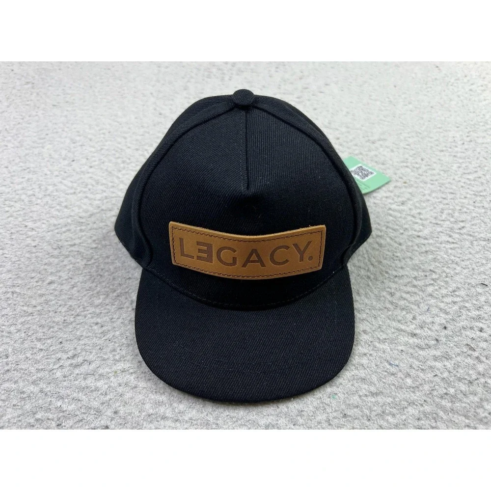 To Little Arrows Legacy Hat Cap Fitted Kids Baby Black Brown Leather Patch NEW